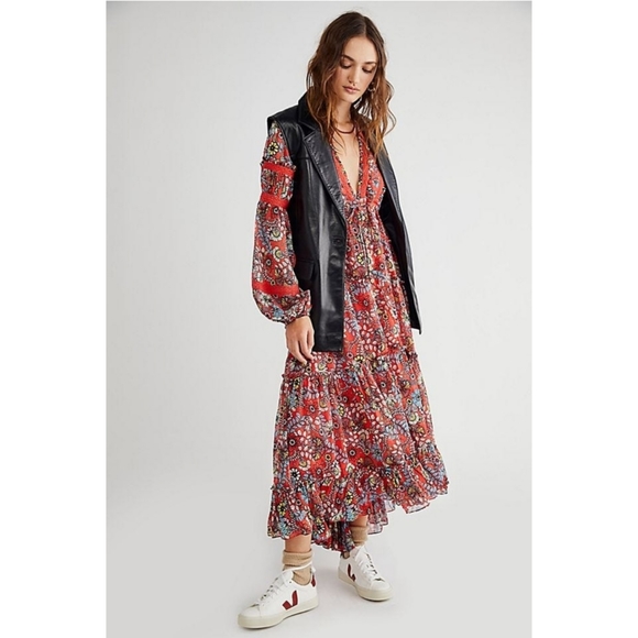 Free People × Cassis Printed Chiffon Dress - Picture 4 of 15